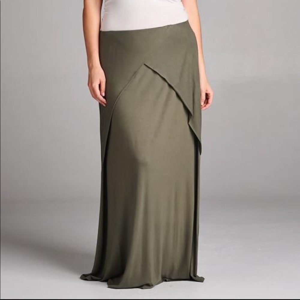 Plus Size Olive Green Skirt
